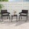 3-Piece PE Rattan Patio Bistro Set Mix Brown Wicker Chairs with Quick-Dry Foam & Tempered Glass Table